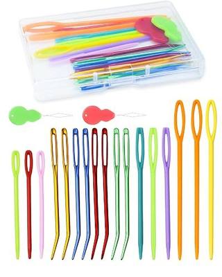 FIVEIZERO 19 Pcs Yarn Needles Set, Assorted Yarn Needles Bent Tapestry Needle Weaving Needle Darning Needles Plastic Needles Large Eye Blunt Knitting Needles for Sewing Crochet 03