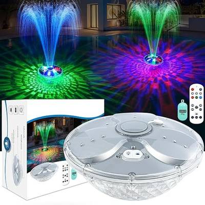 ChlorStar Pool Fountain with Remote,Floating Pool Fountain with Lights Show,Above Ground Pool Water Fountains Pump with Anchor, Floating Swimming Pool Fountains for Inground Pool,Pond -1PC(Grey)