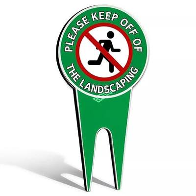 Eletina Yard Sign - Please Keep Off Landscaping - Metal Reflective - 6 x 12 Inch