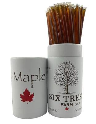 Six Tree Farm Maple Saplings, Pure State of Vermont Maple Syrup, Grade A Dark, Maple Sticks (50, Dark Robust)