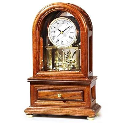 AYRELY® Wooden Table Anniversary Clock, Antique Shelf Clocks, Revolving Pendulum Mantel Clocks, Desk Grandfather Clock for Living Room, Home Decor Gift