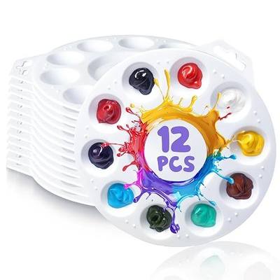 Halobios Paint Tray Palettes, Plastic Paint Pallets with Hanging Hole for Children or Students to Paints on School Project, Art Class or Have a Birthday Painting Party -12pcs
