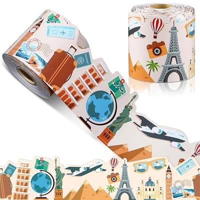 68.9 ft Travel Bulletin Board Border Back to School Theme Decoration First Day of School Rolled Border Trim for Party Classroom Bulletin Boards Chalkboard Wall Decor