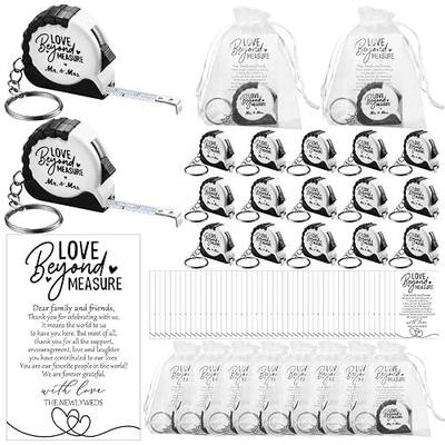 Loetere 25 Sets Wedding Favor Tape Measure Keychains Guest Gifts | Matching Thank You Cards Bags, Loved Beyond Measure Gifts Bulk, Bridal Shower Party Guest Souvenirs