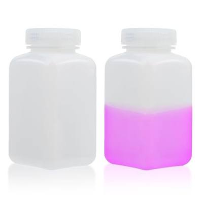 Square Reagent Bottle HDPE Wide Mouth Plastic Bottle, 2 pcs of 500ml Sample Sealing Storage Container for Laboratories, Classrooms, or Storage at Home, LVAM002