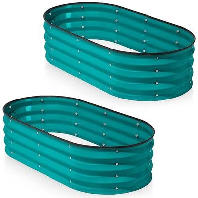 Plant & Plot Galvanized Raised Garden Beds Outdoor // 4×2×1 ft (2-Pack) Planter Raised Beds for Gardening, Vegetables, Flowers (Turquoise) // Large Metal Garden Box