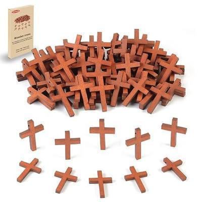 50 Pcs Wooden Crosses, 1.2x1.7 Inches, Small Wooden Crosses for Crafts, Small Cross Pendant, Mini Cross, Easter Egg Fillers