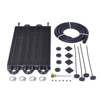 Universal 5/16" Transmission Oil Cooler, 6 Pass Tube and Fin Cooler Kit Aluminum Black