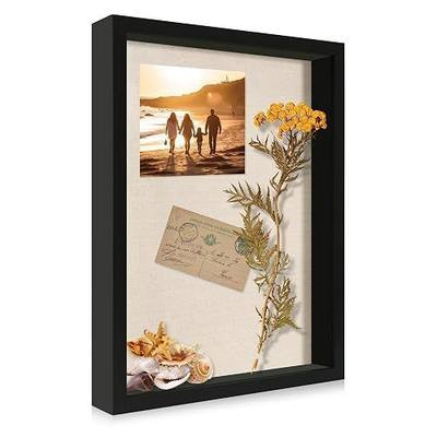 12x16 Large Shadow Box Picture Frame Display Case with Soft Linen Back, Black Wooden Memory Shadow Box Frame with Tempered Glass Cover for Wall Display