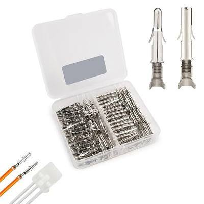 JRready ST6423 MLX 2.13mm Diameter Crimp Terminals, Pin and Sockets 14-20AWG, Compatible with Molex MLX Male & Female Crimp Terminals (50 Pair)