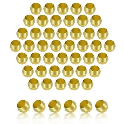MuHize 5/8 Inch OD Brass Compression Sleeves Ferrules 50Pcs | Metal Corrosion Resistant Ferrules for Water Oil Air Hydraulic Lines, HVAC & Plumbing - Universal Tube Fitting