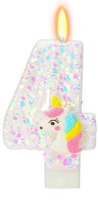 Birthday Candles for Girl - Number 4 Candle for Cake, Unicorn Party Supplies, Birthday Decorations for Cake Topper, Cartoon Theme Party Supplies