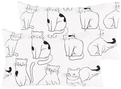 J-pinno White Kitty Cats Cute Cartoon 2 Pcs Standard Pillowcase 100% Natural Cotton 20" X 30" for Kids Toddler Boys Girls Bedding Decoration (35)
