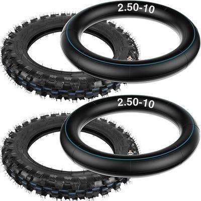 2.5-10" Off-Road Tire and Inner Tube Set, 2.50-10 Dirt Bike Tire, 10in Rim | and 2.5/2.75-10 Dirt Bike Inner Tube Compatible with Honda CRF50/XR50 Yamaha PW50 Suzuki DRZ70/JR50 Dirt BikeTires, 2Set