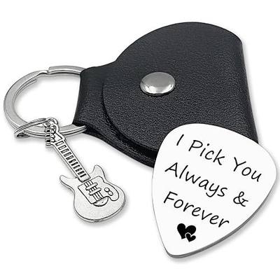 I Pick You Always Forever,Stainless Steel Engraving Guitar Picks Jewelry Gift for Men Boyfriend Husband Dad Son Musician Guitar Player Birthday Christmas Thanksgiving Father's Day Gifts
