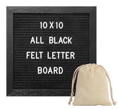 Black Felt Letter Board with 294 Changeable Letters&Numbers, 10”x10” Message Board Letter Sign Board in Black Frame with Stand and Canvas bag for Announcement&Notification