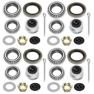 4 Sets L68149 L44649 Trailer Bearing Kit for 1-1/16'' to 1-3/8'' Spindle | 3500lb Boat Trailer Hub Rebuild Kit Includes 171255TB Seal, 1.98" Dust Caps, Rubber Plugs, Cotter Pins Complete Replacement