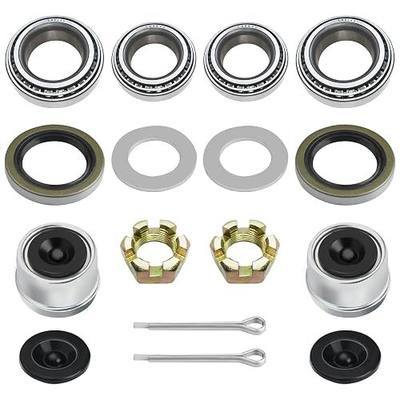 2 Sets L68149 L44649 Trailer Bearing Kit for 1-1/16'' to 1-3/8'' Spindle | 3500lb Boat Trailer Hub Rebuild Kit Includes 171255TB Seal, 1.98" Dust Caps, Rubber Plugs, Cotter Pins Complete Replacement