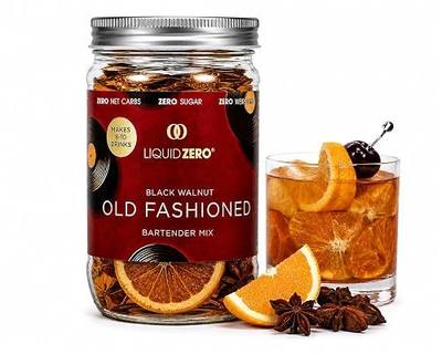 Liquid Zero Old Fashioned Cocktail Mix with Bitters, Orange, Cherry plus 4-Serving Bonus Refill Pack – Zero Sugar – Just Mix with Bourbon, Whiskey – Makes 12-14 Bar Quality drinks