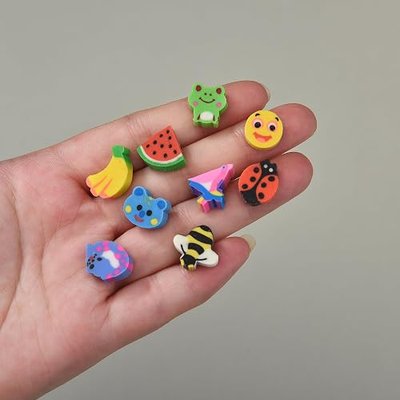 300PCS Mini Cute Pencil Erasers for Kids,Animals and Fruits Erasers Bulk for Back to School Gift(Animals and Fruits, Small)