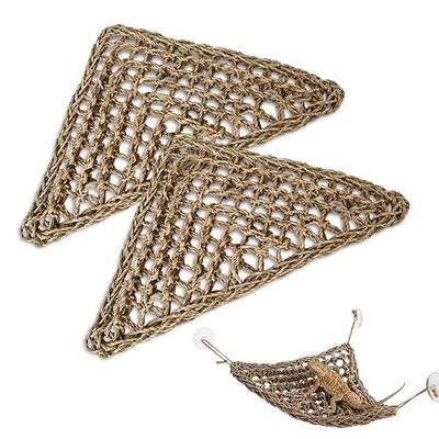 Reptile Hammock Corner Triangle 2 PCS,100% Natural Seagrass Fiber,Bearded Dragon Tank Accessories Habitat Decor for Lizard,Anoles,Iguanas,Chameleon and Hermit Crabs