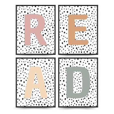 PLKMN Classroom Decor,Boho Classroom Must Haves Homeschool Decor Set of 4 | Reading Nook Read Signs for Library Kindergarten 8x10 (Unframed)