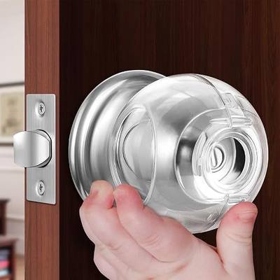 Clear Door Knob Safety Cover for Kids, 4 Pack Child Proof Door Knob Covers | Fits More Color Knob, 2.7 X 2.3” Baby Proof Door Knob Covers for Spherical Door Knobs, Prevent Children from Opening Doors