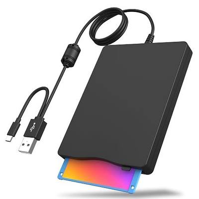 Wbacon Floppy Disk Reader, 3.5 Inch External Floppy Disk Drive with USB Type-C, Portable FDD Floppy Disk Drive for Laptop PC Windows 11/10/8/7/2000/XP