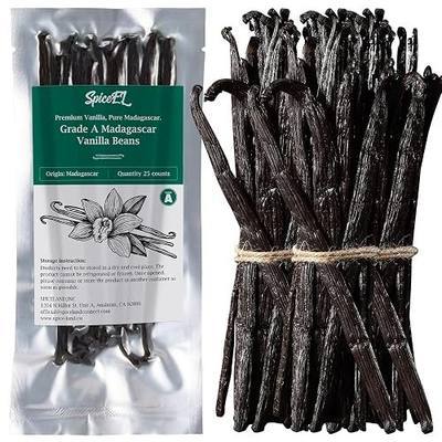 SPICEEL Madagascar Vanilla Beans Grade A Vanilla Pods for Making Extract, Whole 5" - 7" Vanilla Beans for Baking, 25 Counts