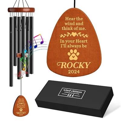 Personalized Dog Memorial Gifts for Loss of Dog, 25.5'' Pet Memorial Gifts for Dogs, Pet Memorial Wind Chimes, Loss of Dogs Sympathy Gift, Pet Passing Away Gift for Loss Loved One(Design 2, Black)