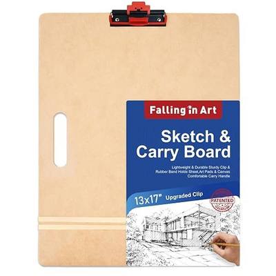 Falling in Art 13x17 Professional Drawing Boards, Portable Sketch Board with Adjustable Upgraded Clip and Side Handle, Art Clipboard for Studio and Classroom Drawing