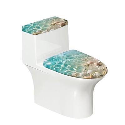 Sea Shell Toilet Lid Cover and Toilet Tank Cover 2 Piece Set Toilet Seat Cover with Elastic Edge Keep Dust Stain Machine Washable Seat Covers Fits Most Lids for Accessories Decor