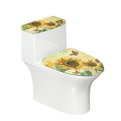 Sunflower Butterfly Toilet Lid Cover and Toilet Tank Cover Soft Plush Seat Covers Tank Lip Covers Fits Most Toilet Tanks & Lids Bathroom Decoration Accessories
