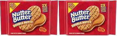 Nutter Butter Double Nutty Peanut Butter Sandwich Cookies, Family Size, 15.27 oz (Pack of 2)