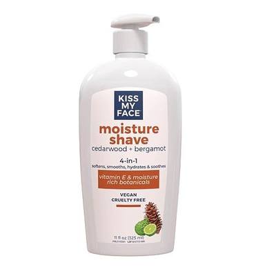 Kiss My Moisture Shave, Cedarwood and Bergamot, 4 In 1 Shaving Cream, Cruelty Free And Vegan, With Added Olive Oil And Aloe Leaf Extract, Vitamin E Rich, 11 fl Oz, 4 Pack