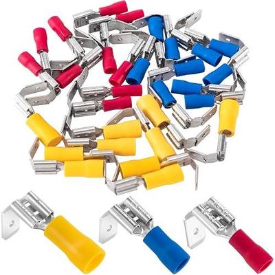 ANCIRS 30pcs Semi-Insulated Piggyback Spade Connectors, 3 Models, 3 Colors | Brass Inserts and PVC Insulator, 22-16 AWG, 16-14 AWG, 12-10 AWG, for Cars, Trucks, Motorcycles, Ships, Household Appliances