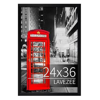 Lavezee 24x36 Poster Frame Black Display 24 x 36 Inch Photo Picture Frame for Wall, Metal 24 by 36 Frame for Wedding Christmas Birthday Thanksgiving Mother's Day
