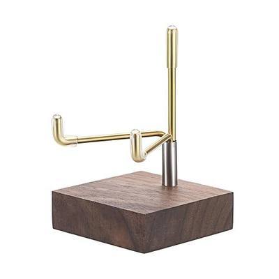 Hipiwe Adjustable Metal Arms Display Stand Easel with Wooden Base - Small Display Easel Holder for Displaying Fossil Coral Geodes Rock Mineral Agate Plate Seashell and Photos, 2"x2"x3.2"