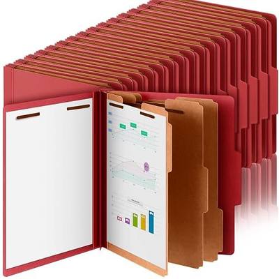 Skyygemm 36 Pcs Back to School Classification Folder Letter Size, 3 Divider Pressboard File Folder with Fastener, Expanding File Organizer Bulk for Teacher, Office Employee, Coworker, Staff (Red)