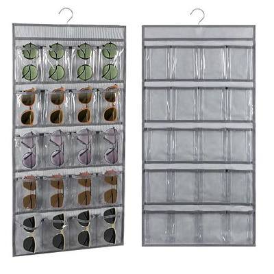 2 Pcs Sunglasses Organizer Storage Sunglass Holder for Wall Hanging Eyeglass Organizer for Multiple Glasses (GRAY)