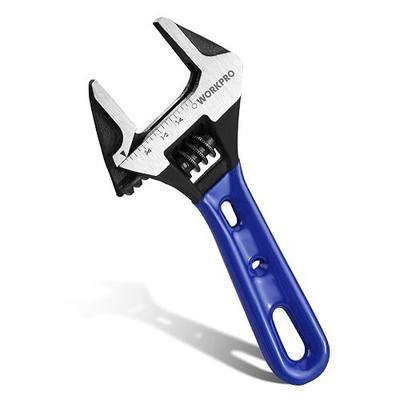 WORKPRO 4-Inch Stubby Adjustable Wrench, 0.94-Inch Extra Wide Jaw Opening | Metric/SAE Scales, Cr-V Steel, Ideal for Confined Spaces