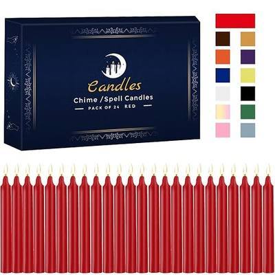 Kunrsug 24 Pack Red Spell Chime Candles – Premium Mini Unscented Taper Candles for Rituals, Prayer, Birthdays, Meditation, Altar, Spells, Chime Candles - 4 Inch Tall - Ideal for Witches