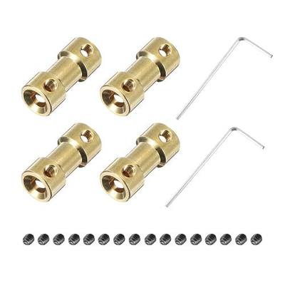 MECCANIXITY 4pcs 6mm to 6mm Brass Shaft Coupling Joint Connector with Screws and Hex Wrench Flexible Motor Shaft Coupler for RC Model Car Airplane Motor Wheels Tires Shaft