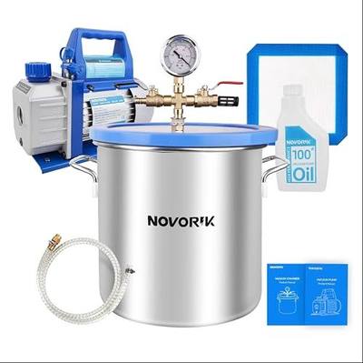 novorik 3 Gallon Vacuum Chamber with 3.6 CFM Pump, Single Stage Vacuum Chamber Pump Kit with Acrylic Lid for Stabilizing Wood, Degassing Silicone Resin, Epoxies