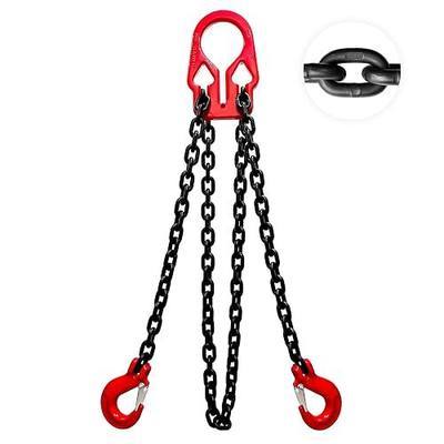 YATOINTO Adjustable Chain Sling 10FT 5/16”, 3.18 Ton G80 Alloy Steel Double Leg Slings with 2 Safety Grab Hooks, 2 Way Chain Slings Heavy Duty with Standard Marking