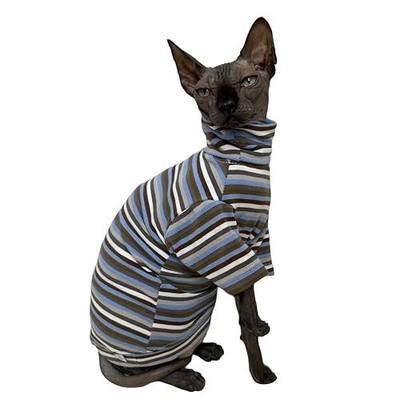 Vintage Stripes Sphynx Hairless Cats Turtleneck Shirt Cotton for Sphinx Cat | Turtleneck Pet Clothes, T-Shirts with Sleeves,Soft Material, Four Season Sweater, Cats & Small Dogs Apparel