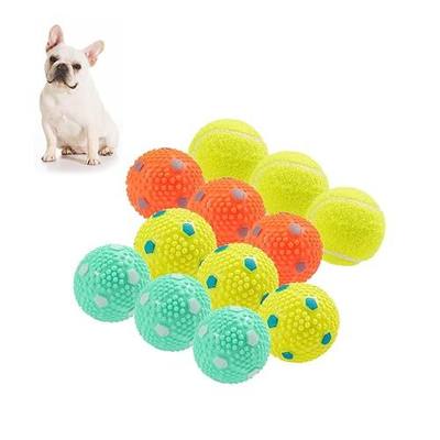 Dog Balls 12 Pcak, 9 Latex Balls and 3 Tennis Balls for Small Dogs and Puppies for Automatic Dog Ball Launcher(2 Inches)