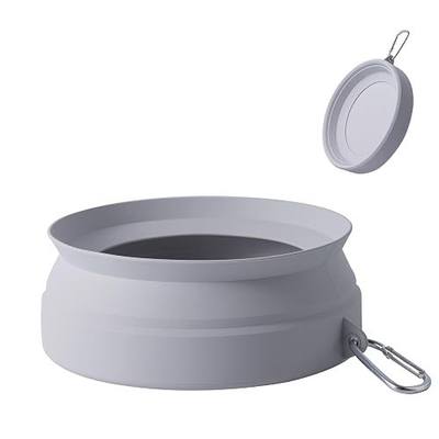 SLSON Spill Proof Dog Water Bowl for Cars,Collapsible No Splash Dog Travel Bowls Integrated Molding Portable Pet Bowl for Vehicle Road Trip Truck,RV,SUV,Boat Accessories (Cold Grey)