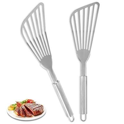 2Pack Fish Spatula Stainless Steel,Premium Fish Turner Spatula,Flexible Barbecue Turner,Metal Slotted Spatula For Flipping Fish Egg Patties Fries Pancake Steak by EGYPAMID