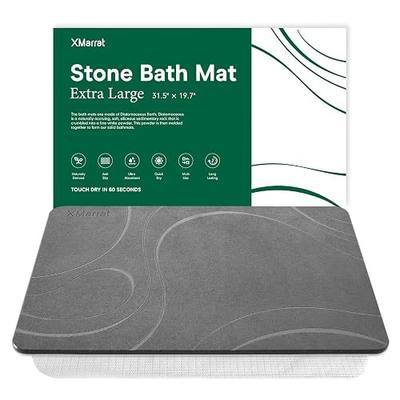 XMarrat Extra Large Stone Bath Mat, Diatomaceous Earth Mat, 31.5"x19.7" | Super Absorbent, Modern Quick Drying Diatomite Bathmats, Non-Slip Base, Easy Clean for Shower Floor & Bathroom (Dark Gray)